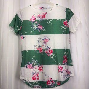 ❤2/$15 NWOT CEASIKERY Women's Floral/Striped Top Size M